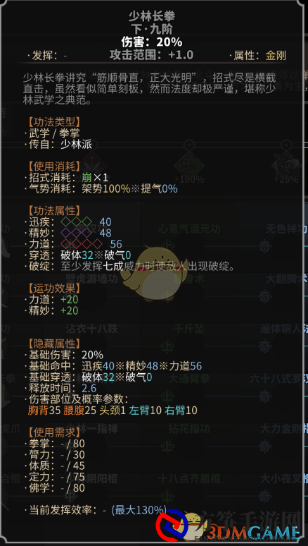 《太吾绘卷》少林派拳掌功法一览