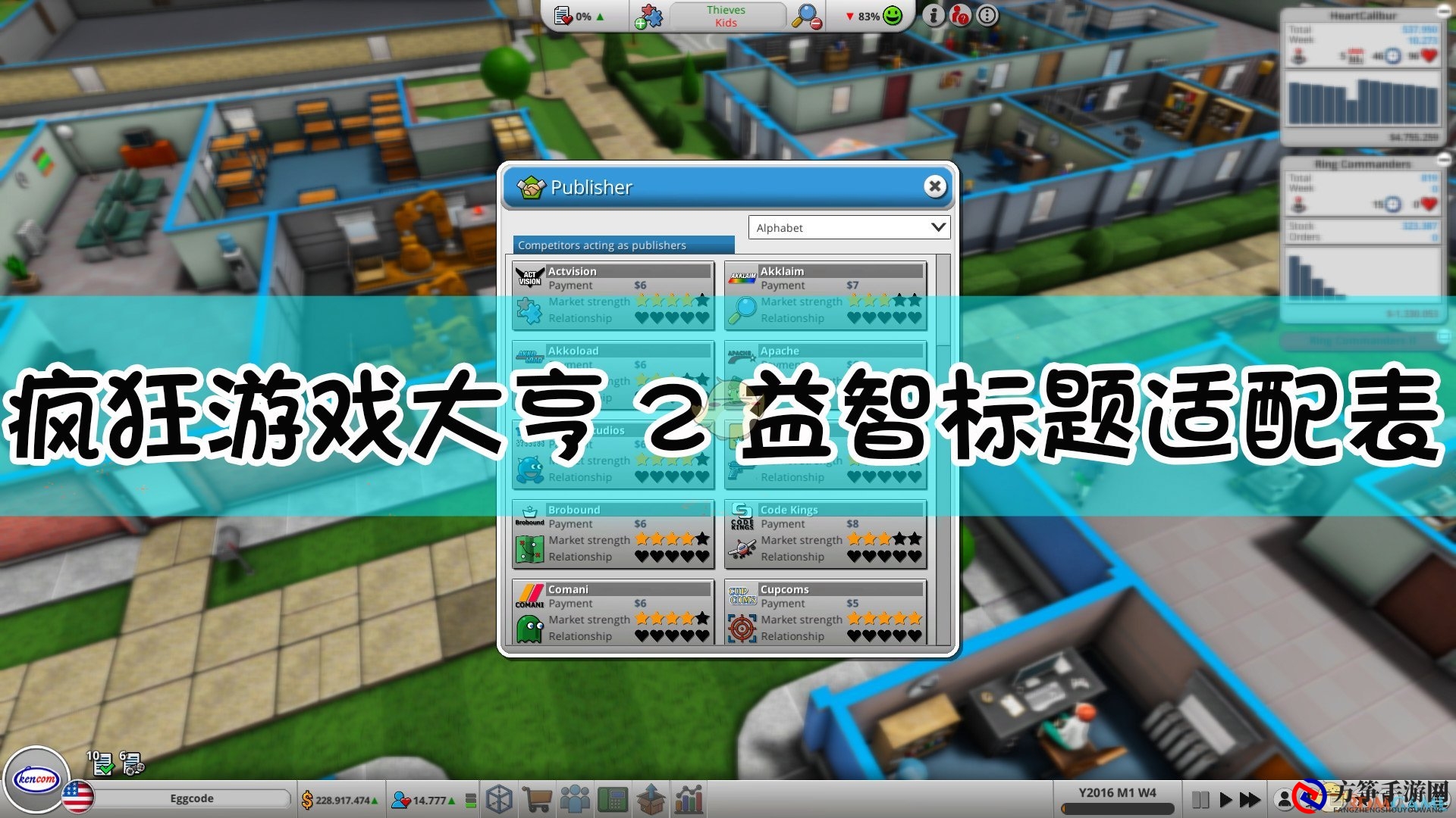 《疯狂游戏大亨2》益智标题适配表